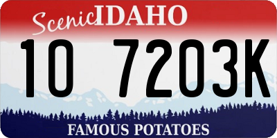 ID license plate 1O7203K