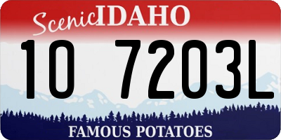 ID license plate 1O7203L