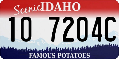 ID license plate 1O7204C