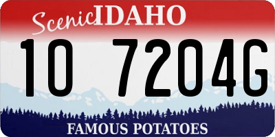 ID license plate 1O7204G