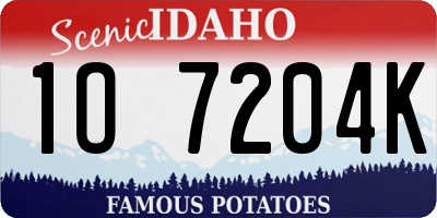 ID license plate 1O7204K