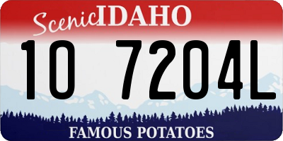 ID license plate 1O7204L