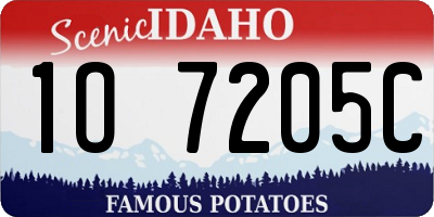 ID license plate 1O7205C