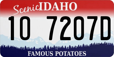 ID license plate 1O7207D