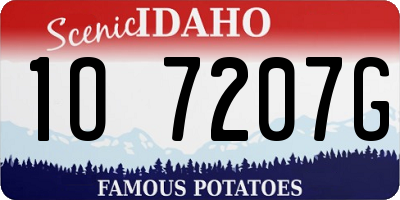 ID license plate 1O7207G
