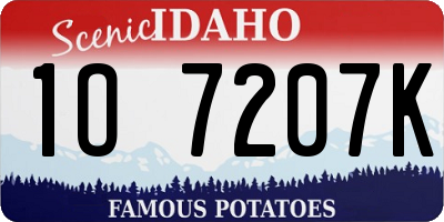 ID license plate 1O7207K