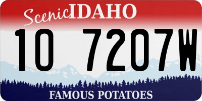 ID license plate 1O7207W