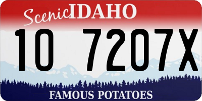 ID license plate 1O7207X