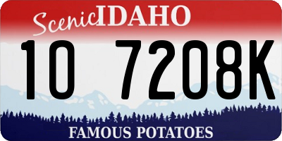 ID license plate 1O7208K