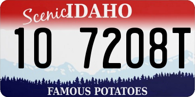 ID license plate 1O7208T