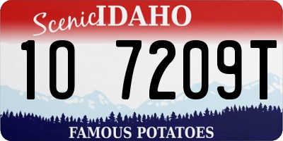 ID license plate 1O7209T
