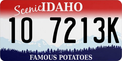 ID license plate 1O7213K
