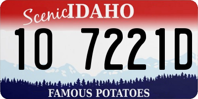 ID license plate 1O7221D