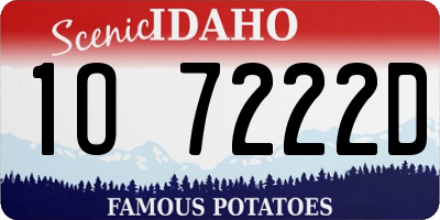 ID license plate 1O7222D