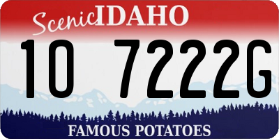 ID license plate 1O7222G