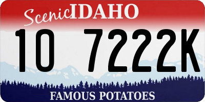 ID license plate 1O7222K