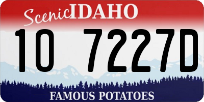 ID license plate 1O7227D