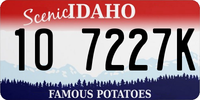 ID license plate 1O7227K