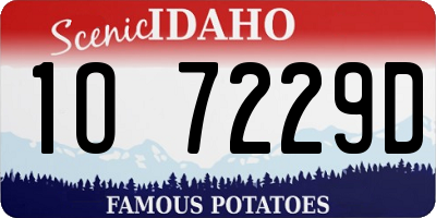 ID license plate 1O7229D