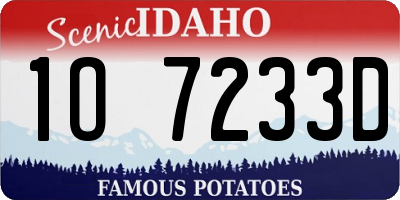 ID license plate 1O7233D