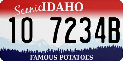 ID license plate 1O7234B