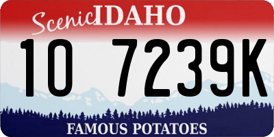 ID license plate 1O7239K