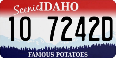 ID license plate 1O7242D