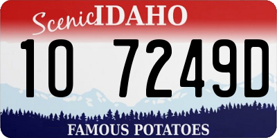 ID license plate 1O7249D