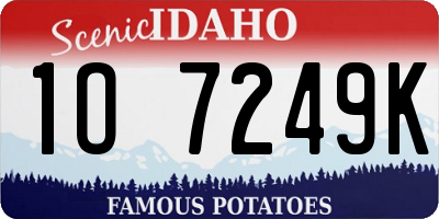 ID license plate 1O7249K