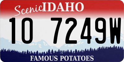 ID license plate 1O7249W