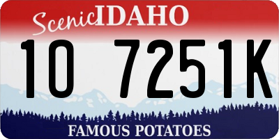 ID license plate 1O7251K
