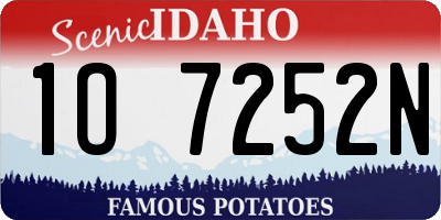 ID license plate 1O7252N
