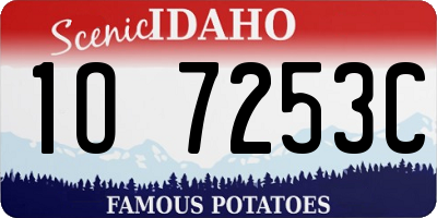 ID license plate 1O7253C
