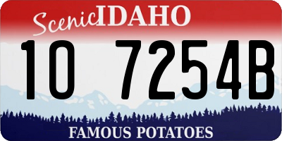 ID license plate 1O7254B