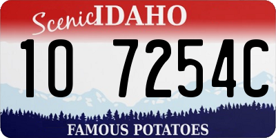 ID license plate 1O7254C