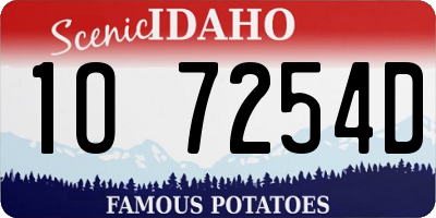 ID license plate 1O7254D