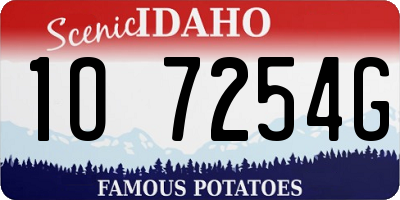 ID license plate 1O7254G