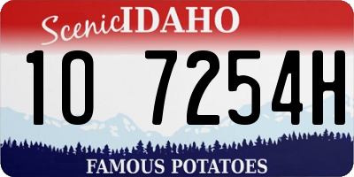 ID license plate 1O7254H