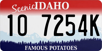ID license plate 1O7254K
