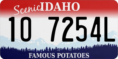 ID license plate 1O7254L