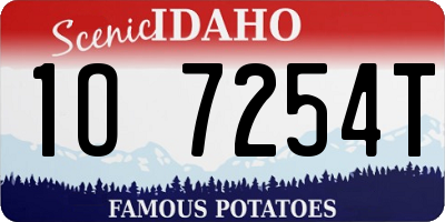 ID license plate 1O7254T