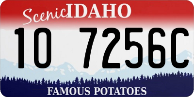 ID license plate 1O7256C
