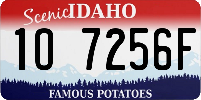 ID license plate 1O7256F