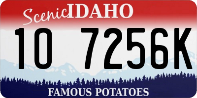 ID license plate 1O7256K