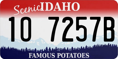 ID license plate 1O7257B