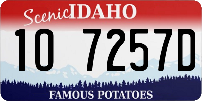 ID license plate 1O7257D