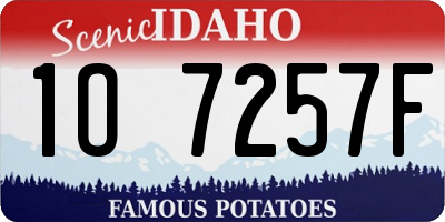 ID license plate 1O7257F