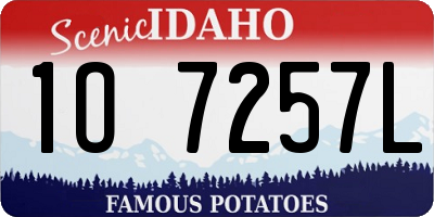 ID license plate 1O7257L