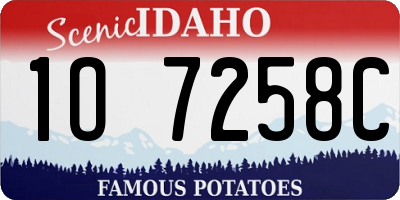ID license plate 1O7258C
