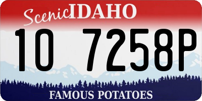 ID license plate 1O7258P